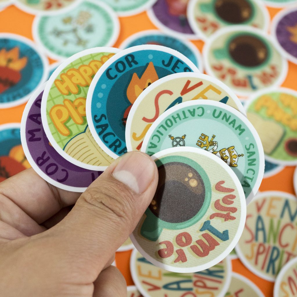 calcomanias redondas troqueladas sanctam