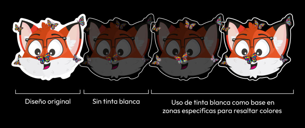 guia de uso de tinta blanca en stickers transparentes