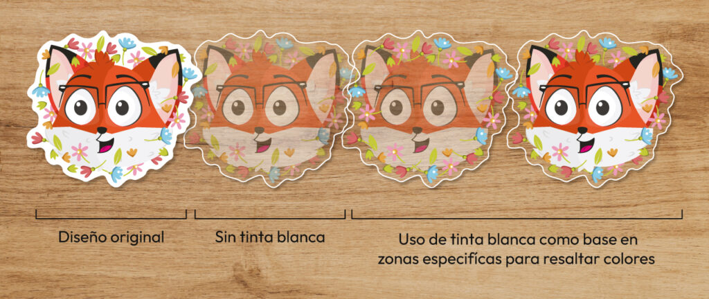 guia de uso de tinta blanca en stickers transparentes