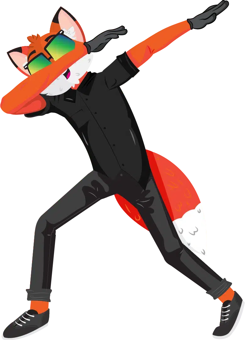 Dego haciendo un dab dando las gracias por la compra de sticker personalizados