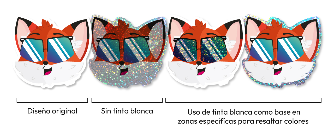 guia de uso de tinta blanca en stickers holografico glitter