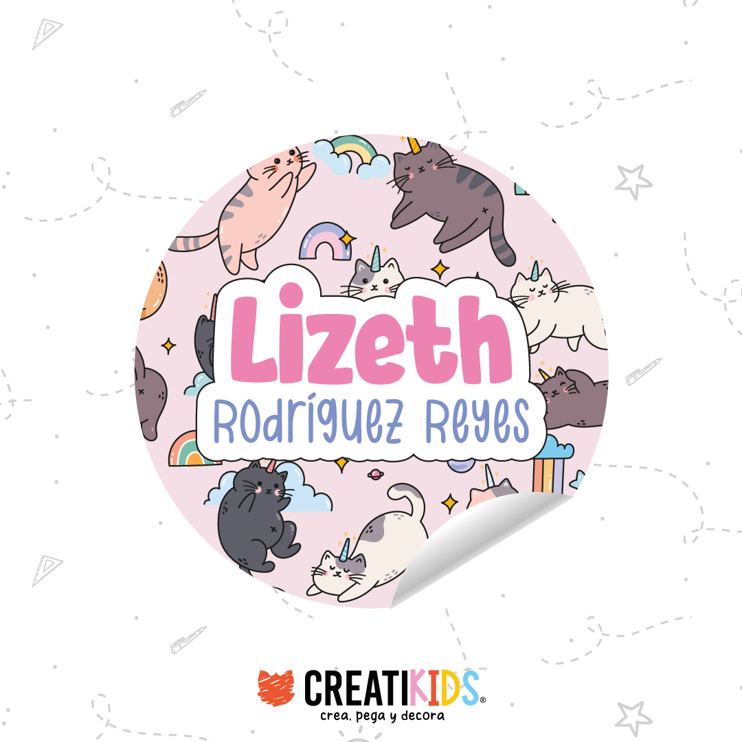 Etiquetas Personalizadas Gaticornio Arcoiris