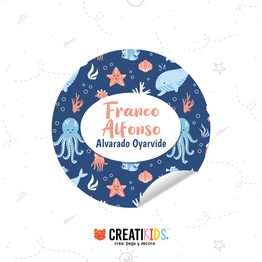 Etiquetas Personalizadas Amiguitos del Oceano