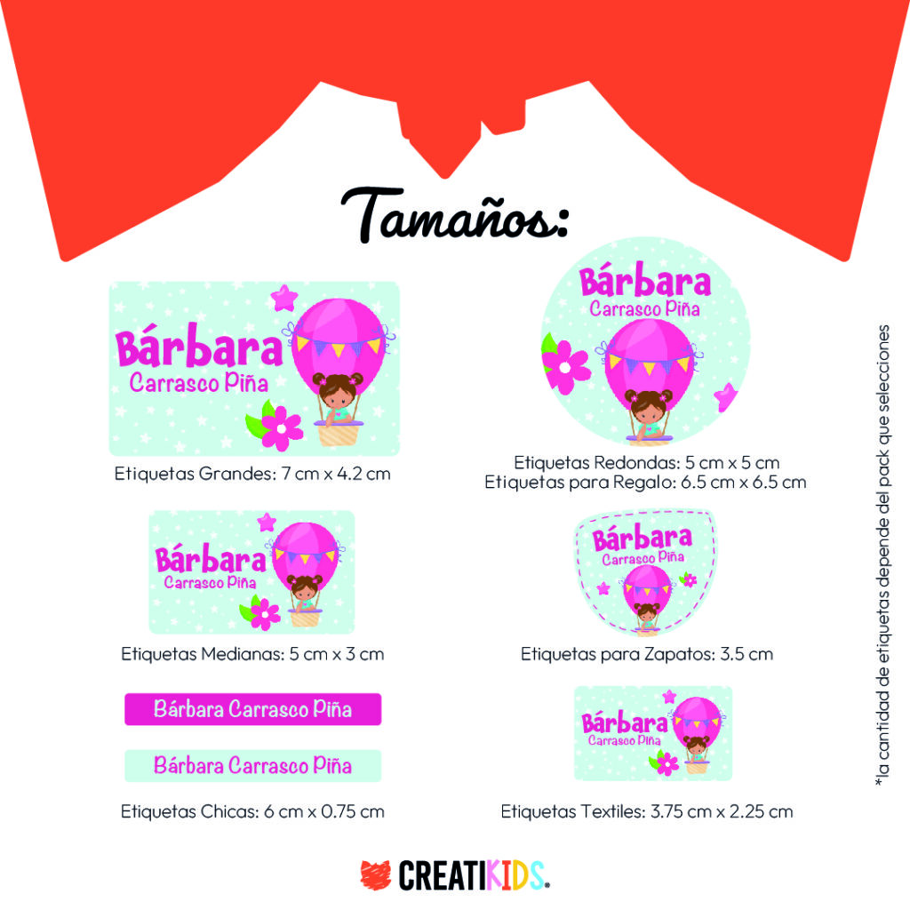 Tamaños Etiquetas Personalizadas