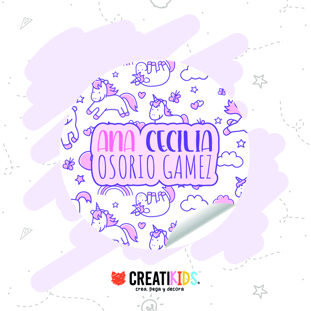 Etiquetas Personalizadas Doodle Unicornio