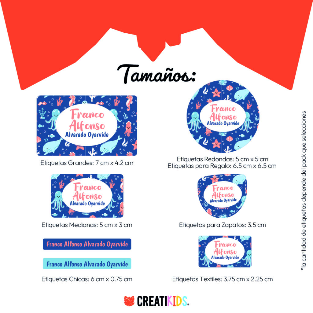Tamaños Etiquetas Personalizadas