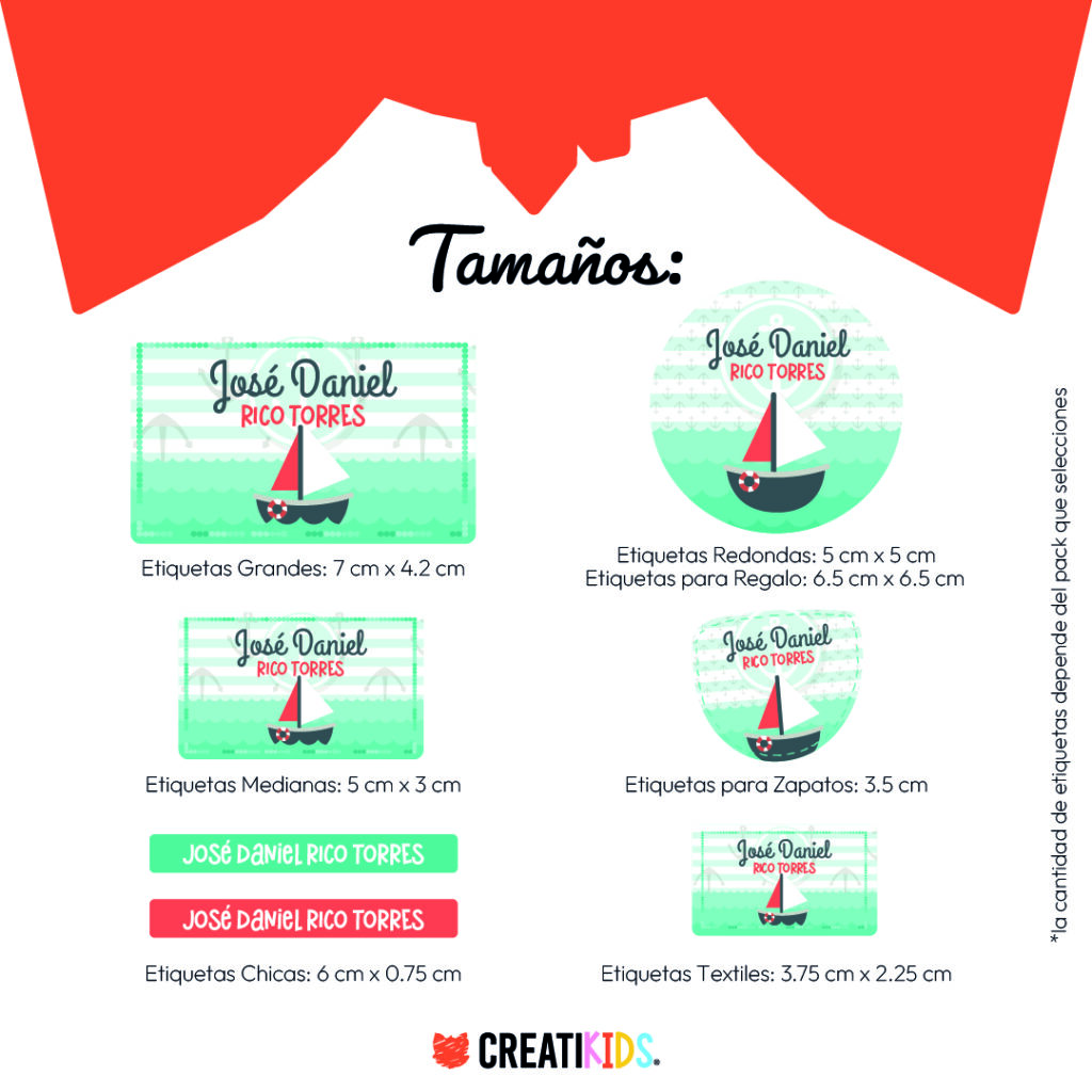 Tamaños Etiquetas Personalizadas