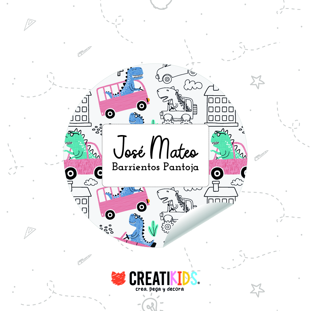 Etiquetas Personalizadas Carritos y Dinosaurios