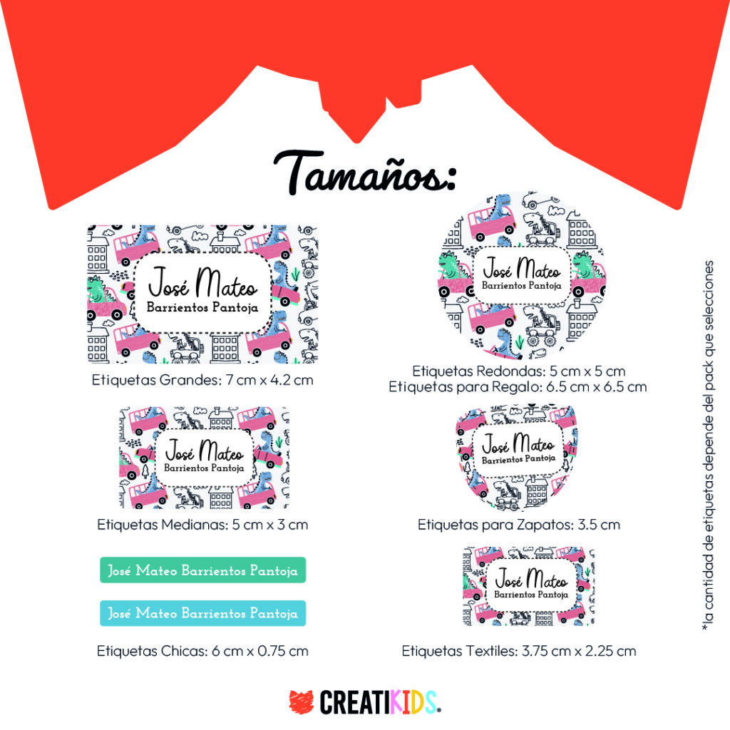 Etiquetas Personalizadas Carritos y Dinosaurios